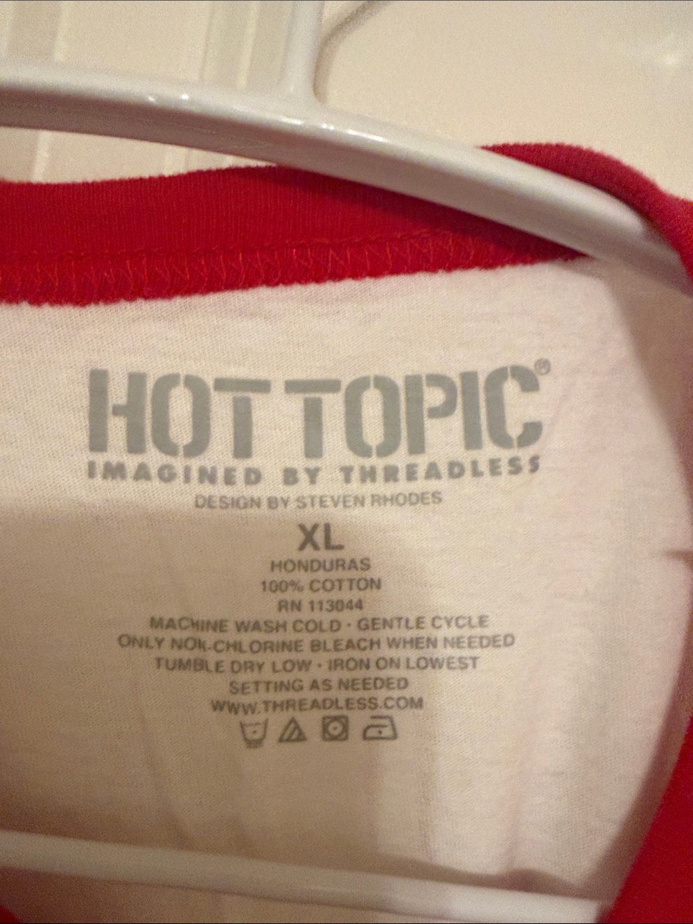Hot Topic White & Red 'Let's Summon Demons' Graphic Ringer Tee - Picture 2 of 4